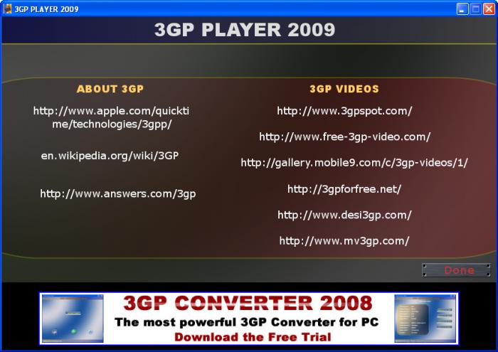 3GP Player Video İzleme Programı .3gp ve mpeg-4 uzantılı videoları açan program