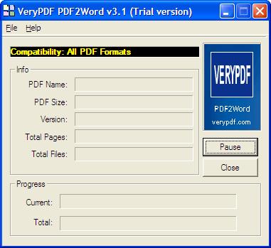 The Interface Of Verypdf Pdf To Word Converter