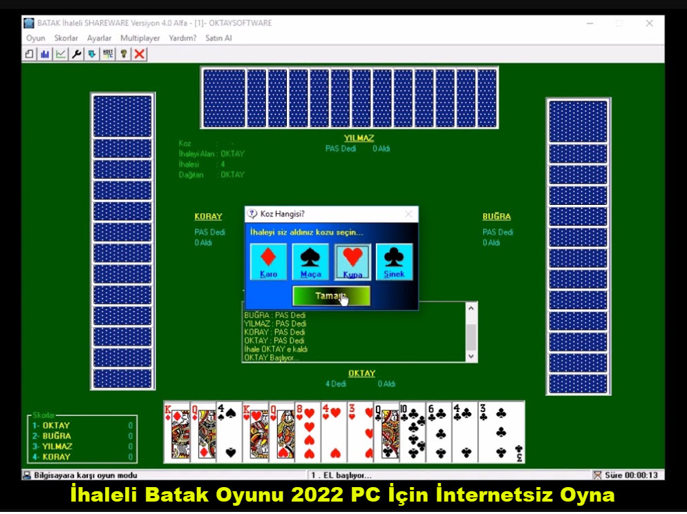 Ihaleli Batak Oyunu 2022 Pc Icin Internetsiz Oyna 1