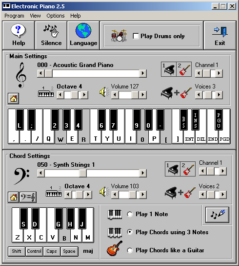 Electronic Piano 2.5 Main Screen