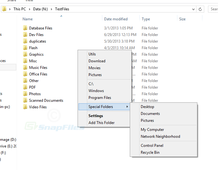 Screen Capture Of Folders Popup