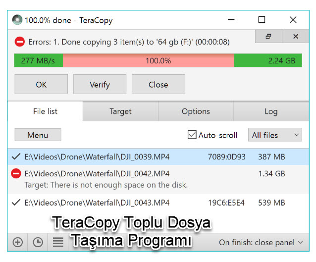 TeraCopy Toplu Dosya Taşıma Programı