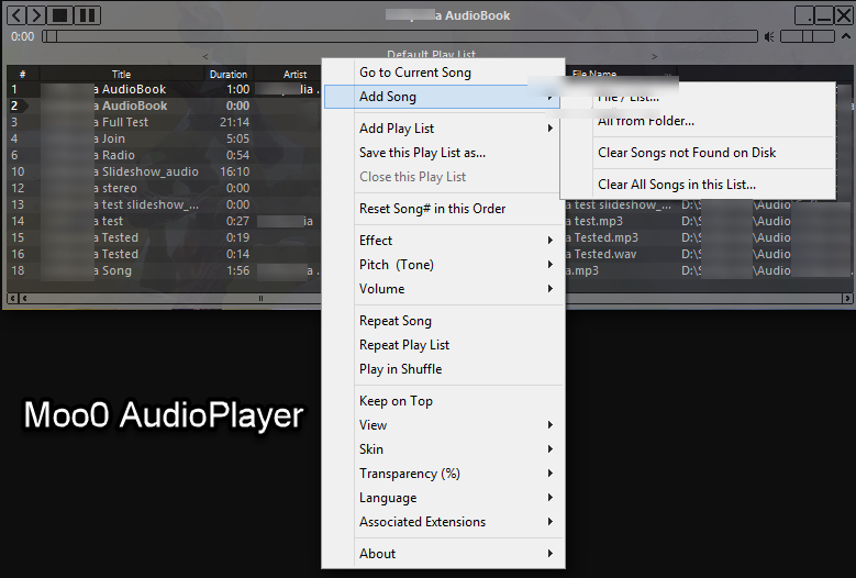 Moo0 Audioplayer Ekran Görüntüsü