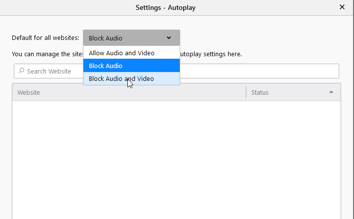 Block Audio And Video Autoplay Setting In Firefox 69